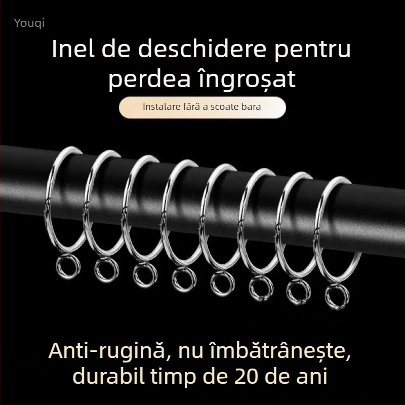 Inel de perdea deschidere cu cârlig metalic reglabil, pentru șină romană – cataramă circulară pentru perdea și inel de agățare