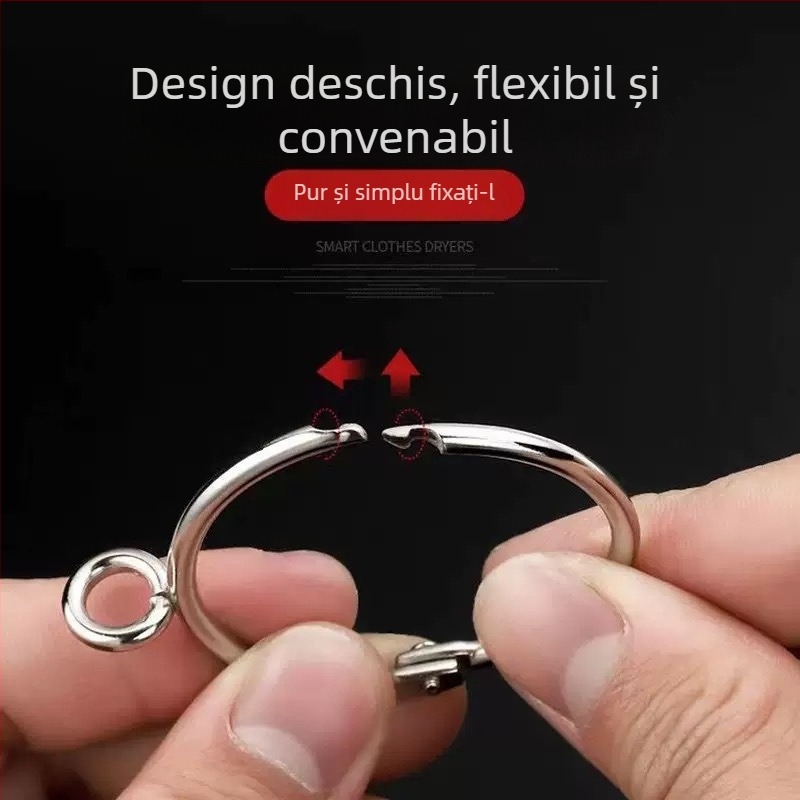 Inel de perdea deschidere cu cârlig metalic reglabil, pentru șină romană – cataramă circulară pentru perdea și inel de agățare