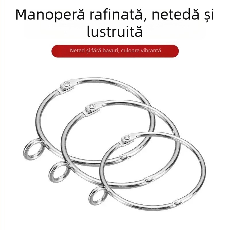 Inel de perdea deschidere cu cârlig metalic reglabil, pentru șină romană – cataramă circulară pentru perdea și inel de agățare