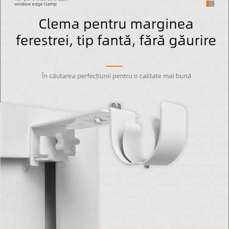 Suport clip-on pentru perdea, fără găuri, cu tijă telescopică pentru cadrul ferestrei și suport pentru tijă romană