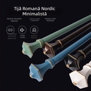 Șină pentru perdele din aliaj de aluminiu, tijă romană îngroșată, balcon nordic-mediteranean minimalist pentru ferestre tip bay window