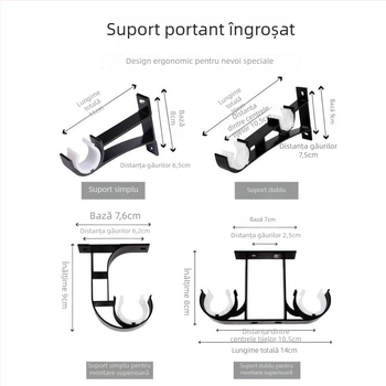 Șină pentru perdele din aliaj de aluminiu, tijă romană îngroșată, balcon nordic-mediteranean minimalist pentru ferestre tip bay window