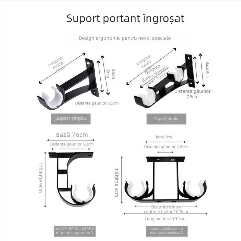 Șină pentru perdele din aliaj de aluminiu, tijă romană îngroșată, balcon nordic-mediteranean minimalist pentru ferestre tip bay window