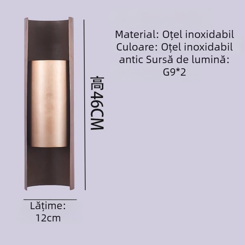 Lampă de perete din oțel inoxidabil, stil neo-chinezesc, pentru sufragerie, dining și dormitor – artă retro a designerului