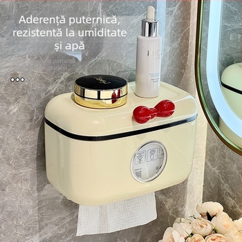 Cutie pentru hârtie igienică, montare pe perete, baie, fără găuri, design drăguț, din plastic