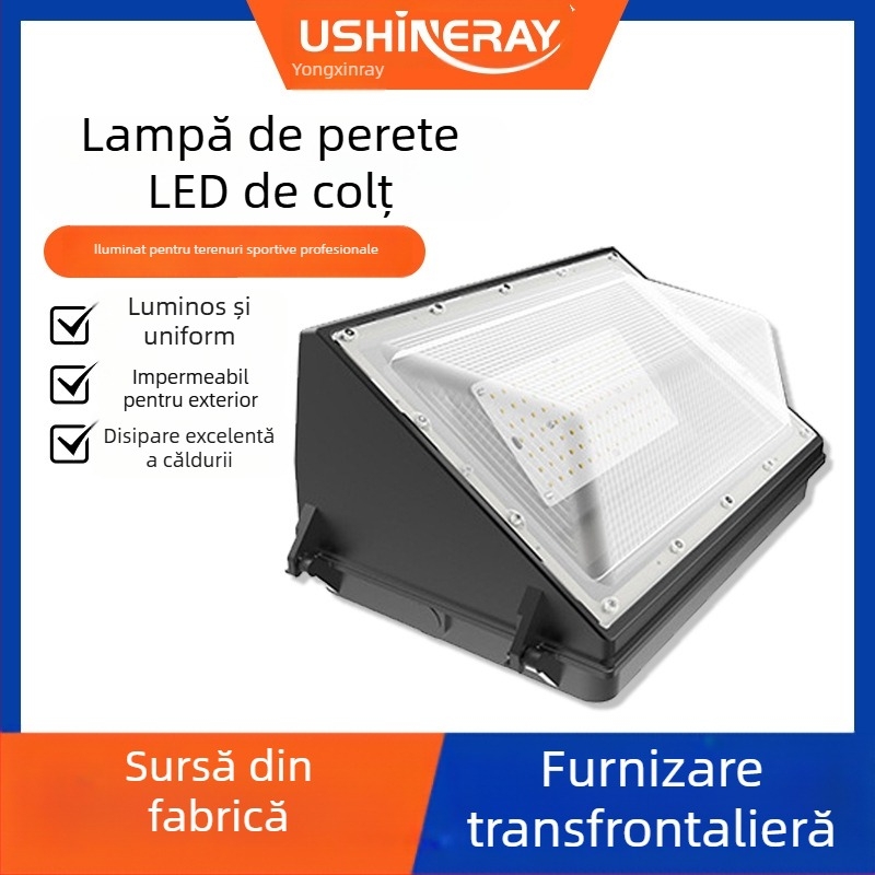 Lampa de perete LED triunghiulară, exterior, puternică, stil european-american, rezistentă la apă, pentru fațada fabricii