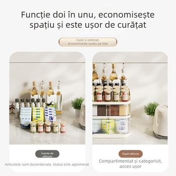 Cutie integrată pentru condimente cu compartimente multiple pentru sare și MSG – organizer de bucătărie
