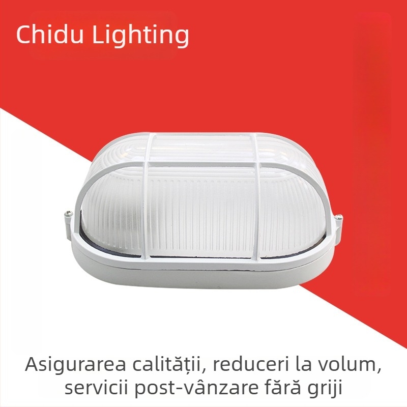 Lampă LED ovală de exterior, rezistentă la umezeală și apă, potrivită pentru baie, spațiu de depozitare frigorific și puț de lift, lampă cu trei protecții; disponibile în dimensiuni mari, medii și mici