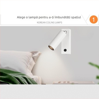 Lampă de perete modernă, personalizată, pentru lectură lângă pat, cu design minimalist, potrivită pentru sufragerie, dormitor și birou; iluminare spot și iluminare în fața oglinzii.