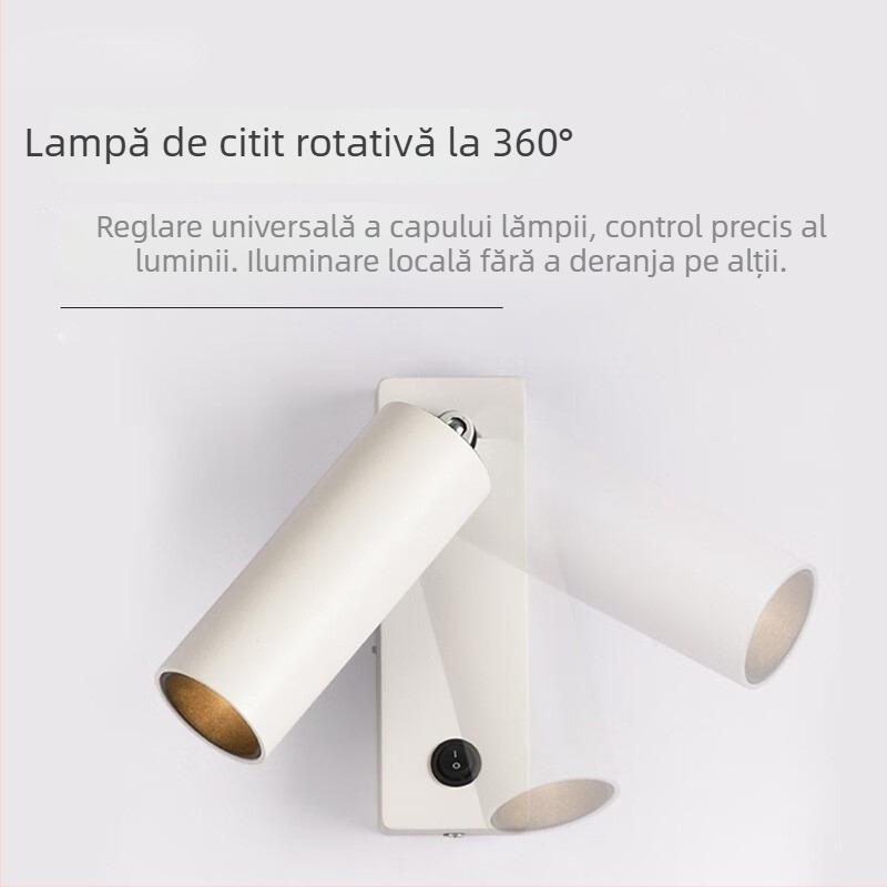 Lampă de perete modernă, personalizată, pentru lectură lângă pat, cu design minimalist, potrivită pentru sufragerie, dormitor și birou; iluminare spot și iluminare în fața oglinzii.