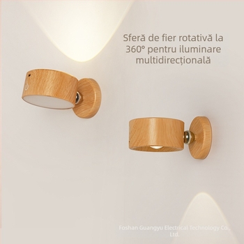 Lampă de perete cu magnet, reîncărcabilă, pentru coridor și hol, lampă de noptiere cu textură lemnoasă, lumină de noapte din lemn, iluminare pentru bucătărie