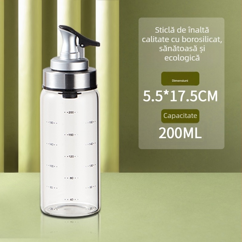 Sticlă din borosilicat de înaltă calitate – sticlă de ulei cu scară de măsurare, recipient etanș pentru condimente, sos de soia și oțet
