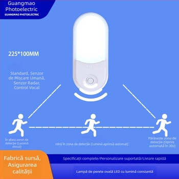 Lampă de perete LED minimalistă pentru scări, cu senzor infraroșu de prezență și control audio și luminos
