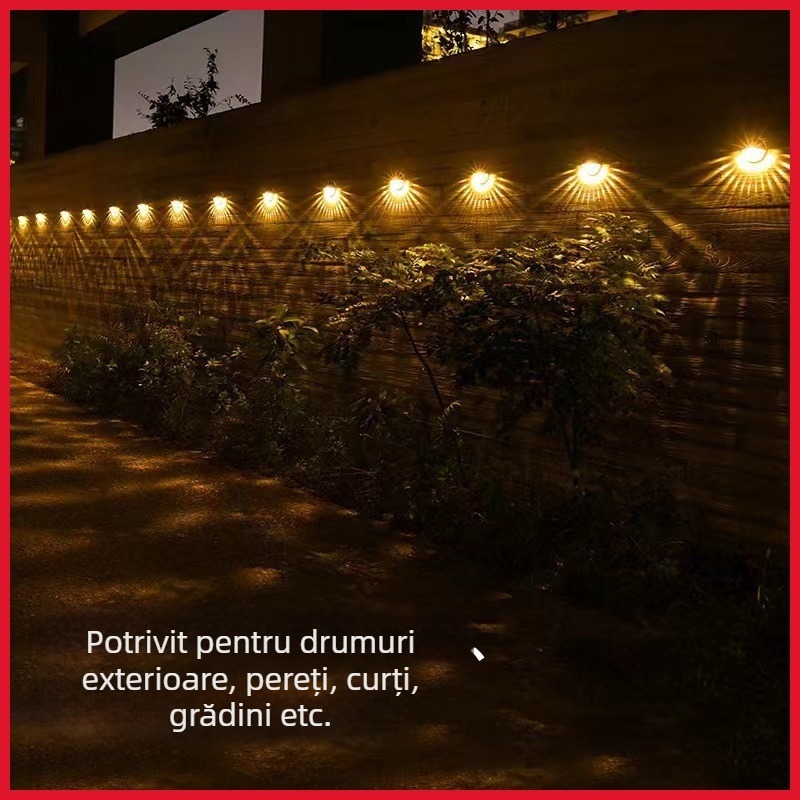 Lampă murală solară semicirculară pentru exterior, grădină și curte, gard – iluminare decorativă pentru trepte