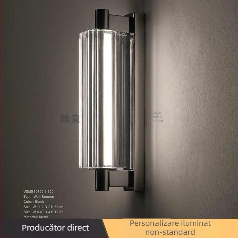 Aplique LED de perete cu abajur din cristal – stil nordic, pentru hotel, living, hol și dormitor