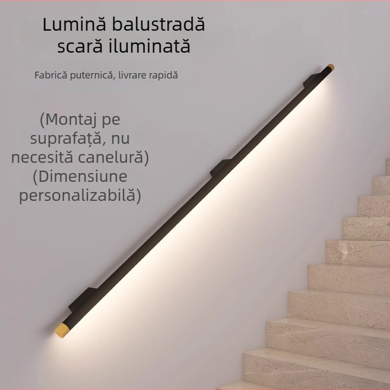 Dimensiune personalizabilă: lampă LED de perete pentru hol, montaj lateral pentru scară, cu senzor de mișcare