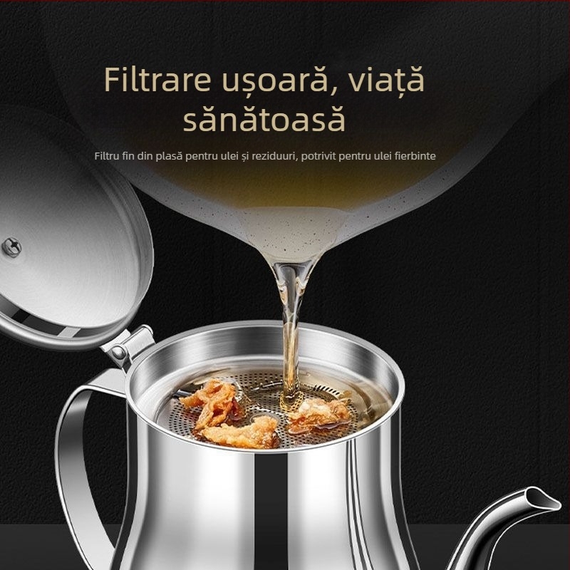 Recipient de ulei din oțel inoxidabil 316 cu filtru, pentru bucătărie, etanș, recipient pentru turnare și condimentare