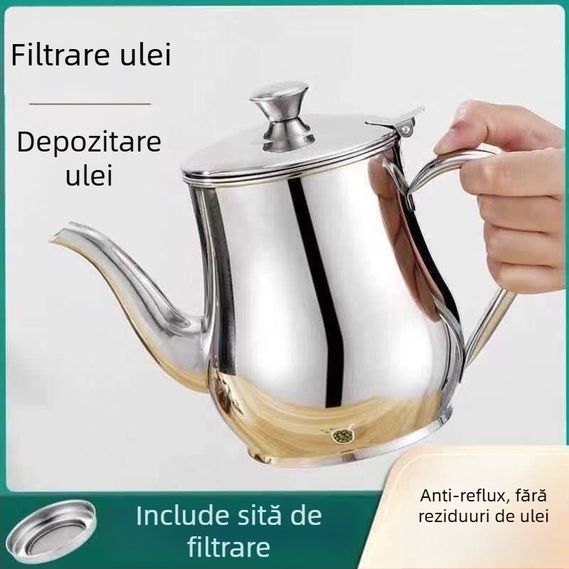Recipient de ulei din oțel inoxidabil 316 cu filtru, pentru bucătărie, etanș, recipient pentru turnare și condimentare