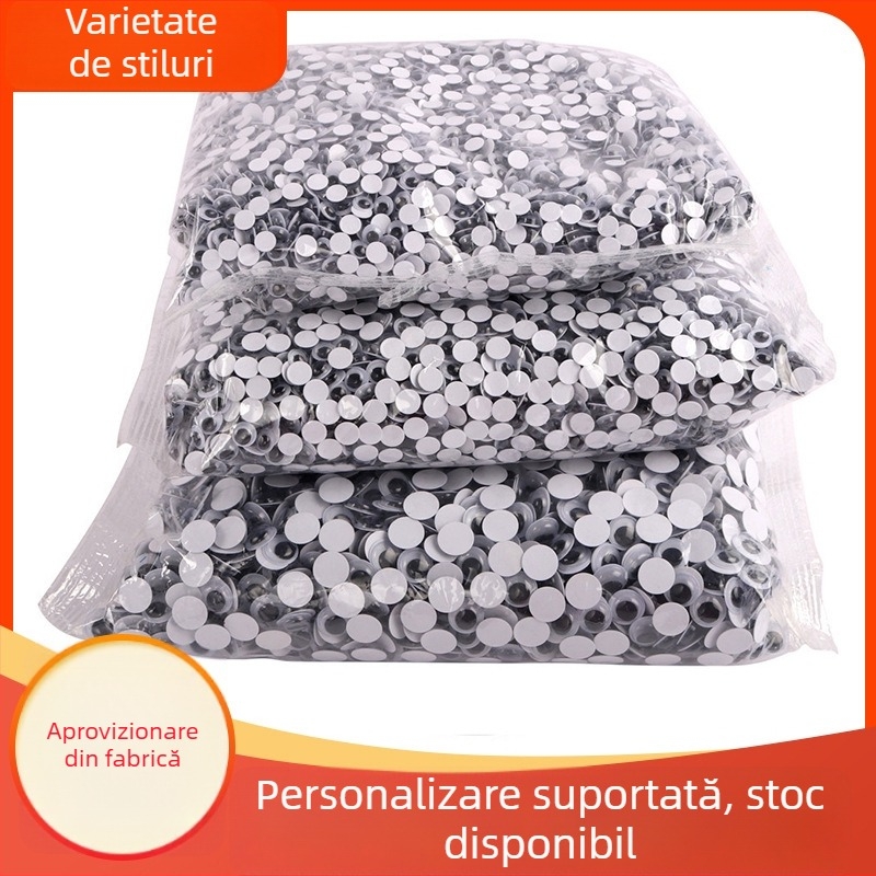 Ochi din plastic autoadezivi ecologici pentru activități DIY cu animale de desene animate, pachet mare, accesorii pentru ochi pentru copii