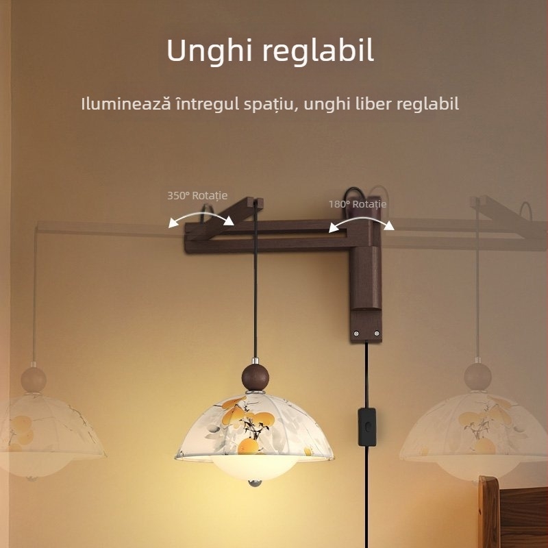 Lampă de perete din țesătură Nordic, personalizată, în stil mid-century, aspect vintage pentru dormitor, lângă pat, sufragerie și hol.