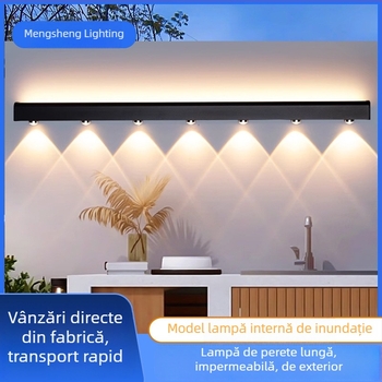 Corp de iluminat exterior personalizat pentru pereți, iluminare pentru vile și curți, bandă lungă pe perete, corp din aluminiu, IP54, fascicul 120°, 3 temperaturi de culoare (3000K/4000K/6000K), 12–35W, 90 LED
