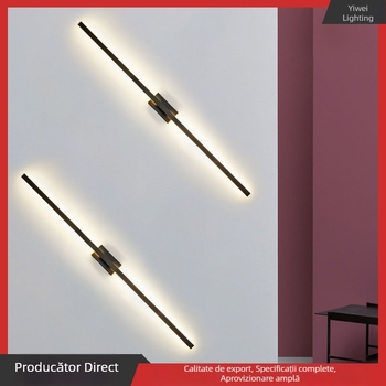 Lampă de perete nordică, minimalistă, designer, stil postmodern, lampă liniară pentru living, dining și hol, potrivită pentru spații hoteliere.