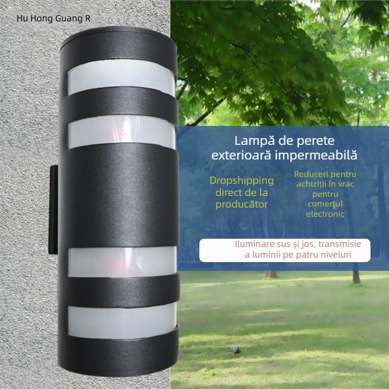 Lampă de perete exterior cu două capete, iluminare în sus și în jos, IP65, carcasă din aluminiu pentru coridoare exterioare