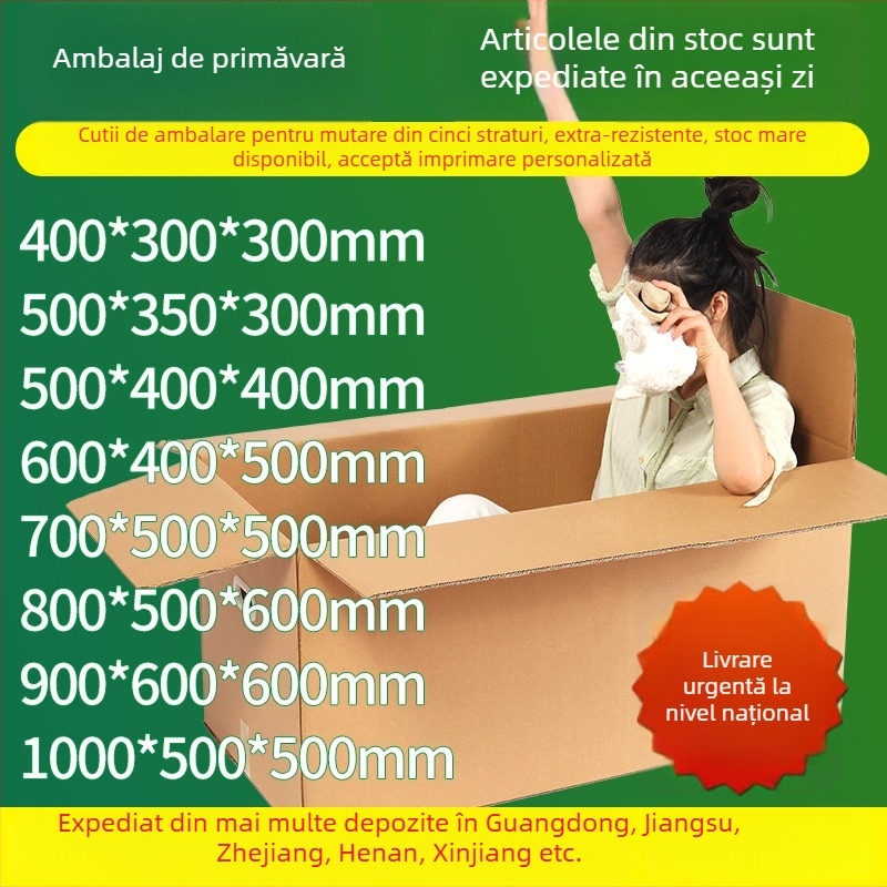 Cutie din carton cu cinci straturi, foarte rigidă, pentru mutare, mare, pentru ambalare și depozitare, cu mâner