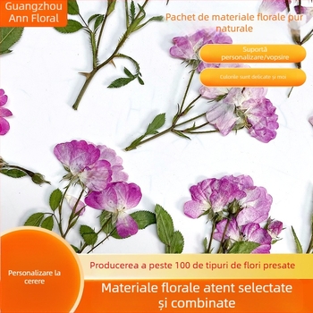 Roz și mov trandafiri cu crenguțe - flori presate pentru proiecte DIY din rășină: veioză de masă, lumânare, ramă foto și materiale uscate din flori