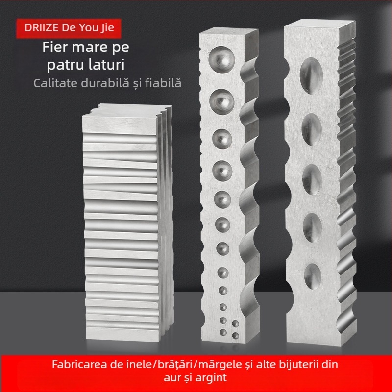 Unelte pentru bijuterii: matriță pentru inele și brățări, nicovală din oțel