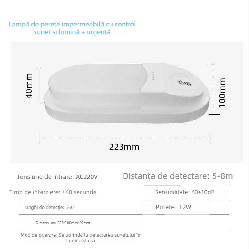 Lumină de perete LED pentru holuri și scări, senzor de mișcare și control radar al luminii, iluminare de urgență montată pe perete