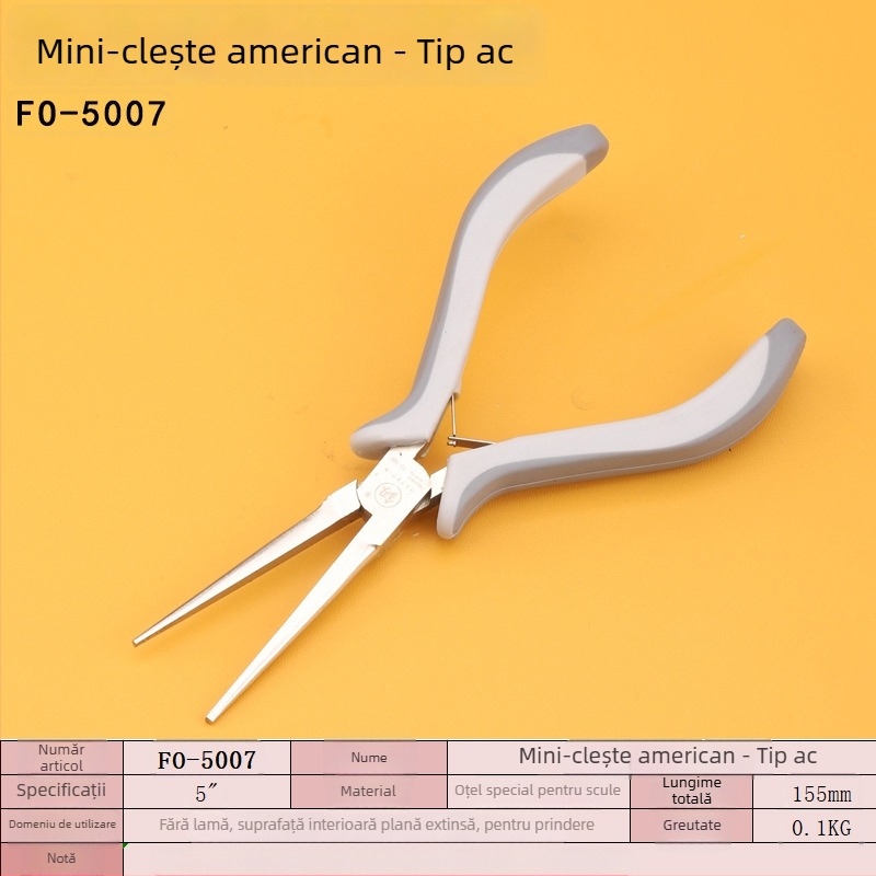 FO-5001 Clește pentru bijuterii, mini, 5 inch, lucrat manual