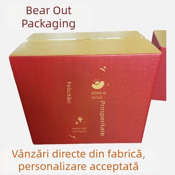 Cutie în formă de avion, albă cu accente roșii festive, cutie mare de carton pentru mutare și noua locuință