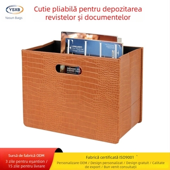 Coș de depozitare din piele PU pentru reviste și documente - organizator de birou