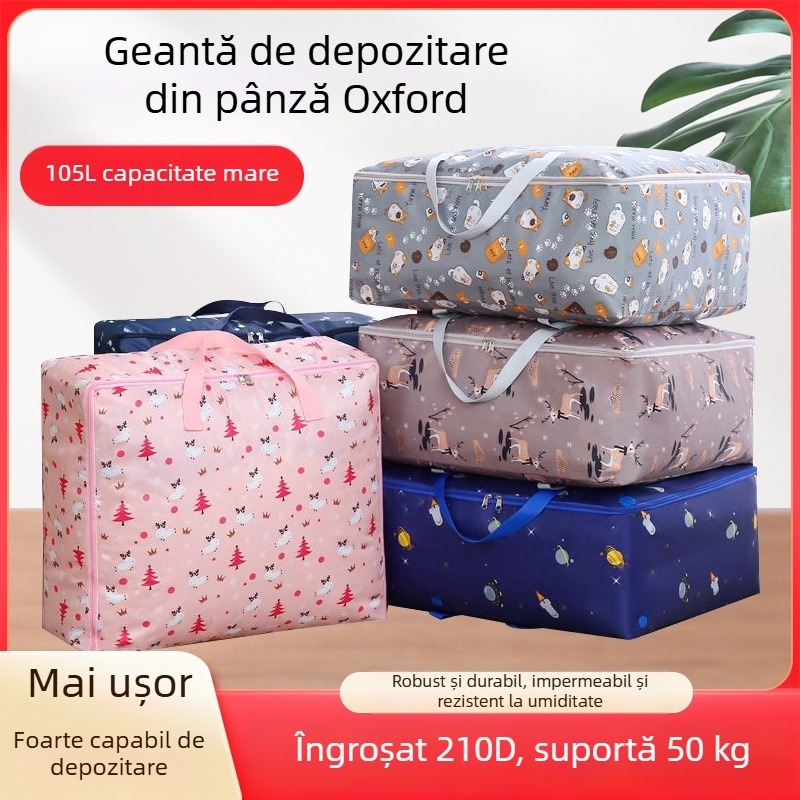 Geantă de depozitare pentru haine și pături, capacitate mare, îngroșată, impermeabilă și rezistentă la umiditate, robustă pentru mutare, personalizabilă