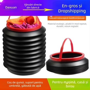 Coș de gunoi pentru mașină, cu design telescopic și pliere, recipient portabil pentru portbagaj