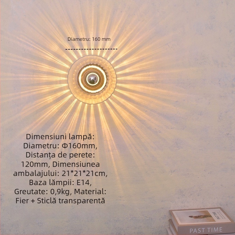 Lampă de perete din sticlă, în stil japonez, pentru hol, balcon, coridor și scară; design nordic retro