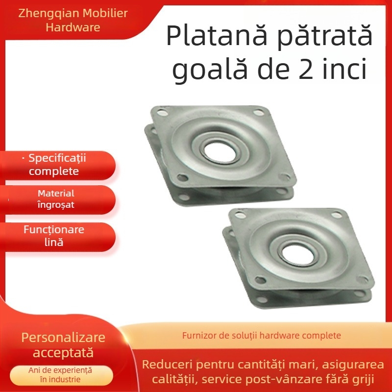 Platou rotativ pătrat gol, personalizat de 2 inci pentru mobilier — bază rotativă din fier pentru vitrină