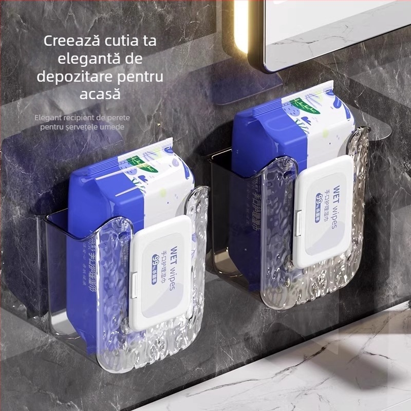 Organizator de perete pentru șervețele de față și șervețele umede, montaj fără găuri