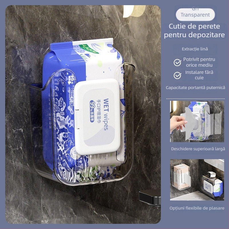 Organizator de perete pentru șervețele de față și șervețele umede, montaj fără găuri