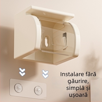 Suport de hârtie pe perete, fără găuri, impermeabil, cu ventuză pentru baie