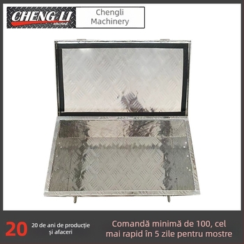Cutie de unelte din aliaj de aluminiu, cu capac rabatabil, pentru mașini și pickupuri, placă pătrată cu model