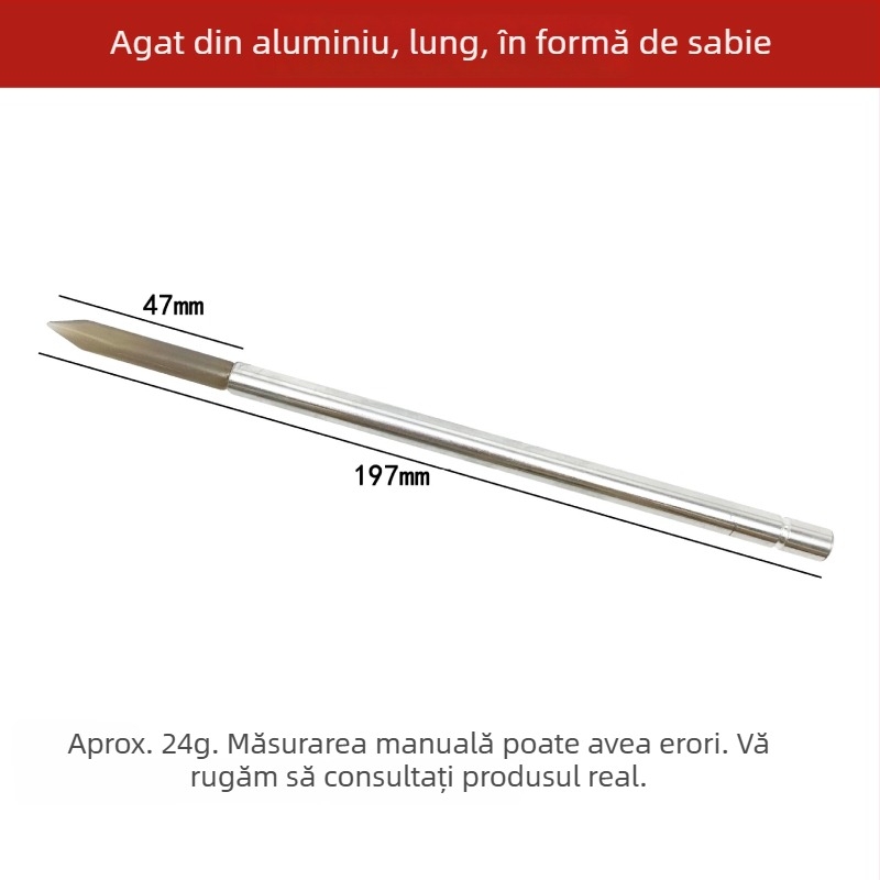 Instrument pentru întreținerea bijuteriilor și lustruirea metalelor, cu mâner din aluminiu și vârf de agăt, pentru lustruire (aur, argint, cupru, oțel inoxidabil)