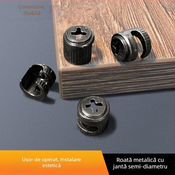 Roată excentrică de 12 mm cu orificiu pentru capac — conector 3 în 1 pentru mobilier și dulapuri, mecanism de demontare