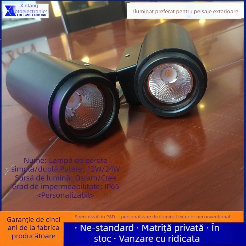 Lampă de perete exterioră cu două capete, pentru coridoare, curți, pereți exteriori, hoteluri și vile, sufragerii