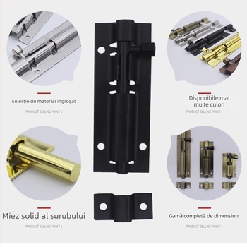 Zăvor din oțel inoxidabil pentru uși din lemn, montaj la suprafață, mecanism anti-furt, mic hardware pentru mobilier și sertare