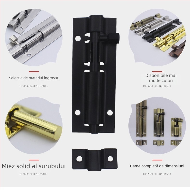 Zăvor din oțel inoxidabil pentru uși din lemn, montaj la suprafață, mecanism anti-furt, mic hardware pentru mobilier și sertare