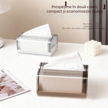 Cutie de șervețele cu aspect luxos – suport de birou pentru sufragerie, baie și toaletă, cutie multifuncțională de depozitare cu mecanism cu arc
