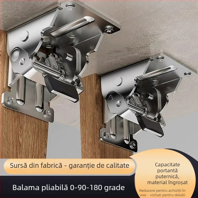 Balama pliabilă cu blocare la 90° pentru picioarele mesei, masă de cafea și masă de dining, accesorii de extindere, cu blocare dublă