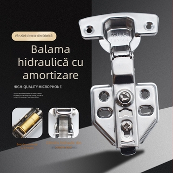 Balama pentru dulap din oțel inoxidabil, arc hidraulic, amortizare în două etape, silențioasă, tampon îngroșat